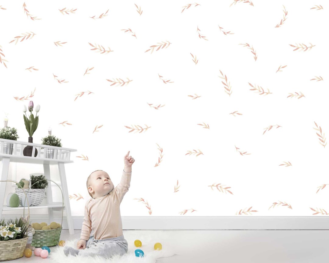 Watercolor Leaves Wall Decal Set Watercolor Greenery Wall Etsy