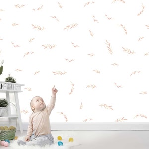 Watercolor Leaves Wall Decal Set | Watercolor Greenery Wall Decals