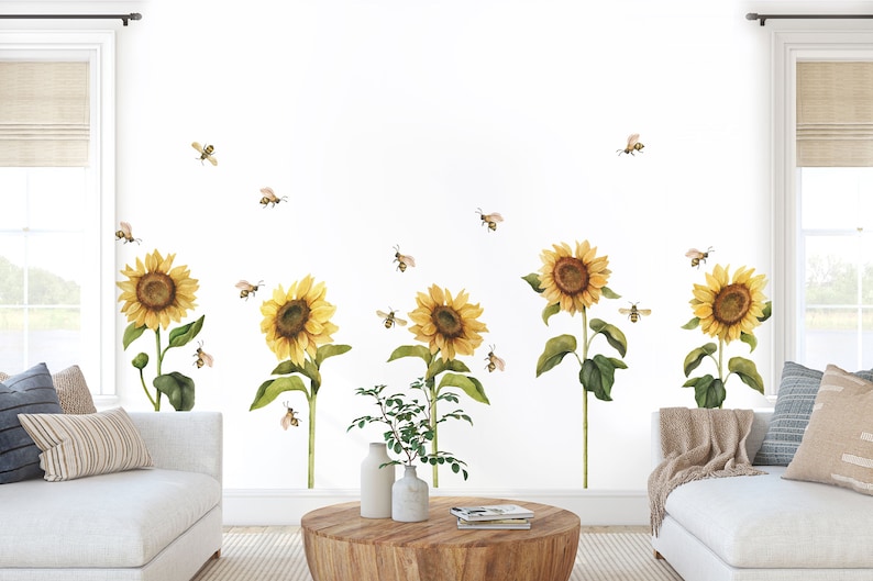 Sunflower Wall Decals Etsy Australia