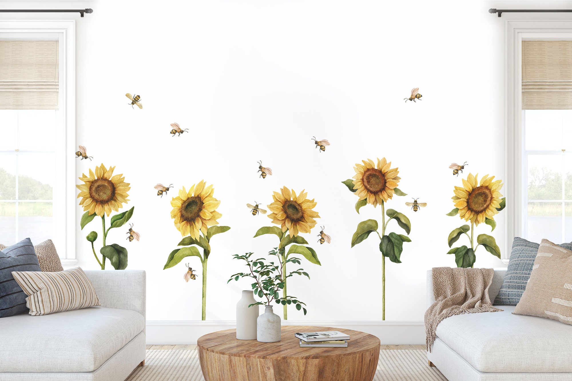 Sunflower Wall Decals Etsy Australia