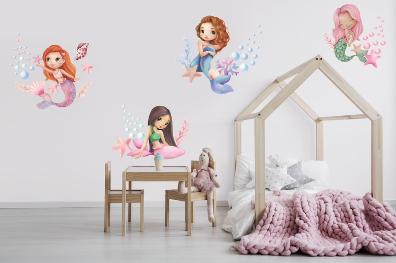 Cute Mermaid Wall Decals - Etsy