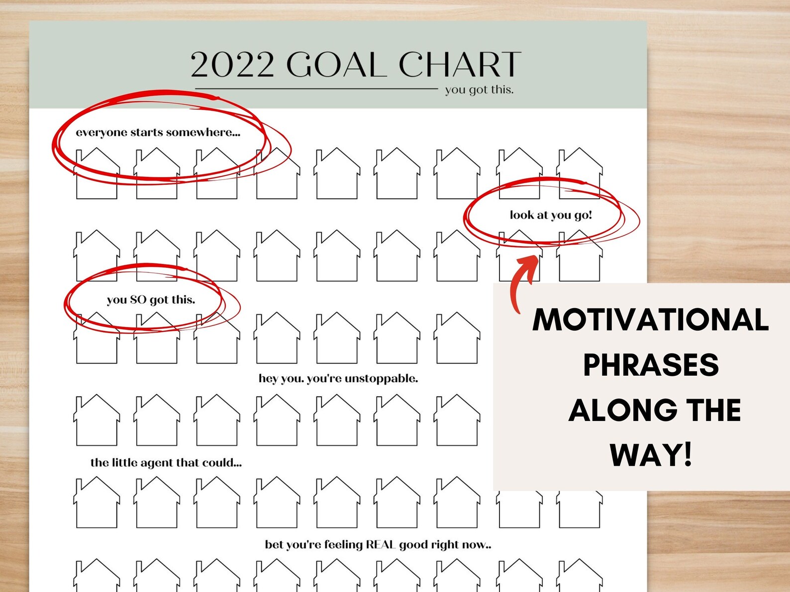 Real Estate Goal Chart Real Estate Goal Tracker Real Etsy