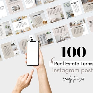 100 Real Estate Terms Instagram Posts, Morgage Broker Instagram Posts, Real Estate Vocabulary Marketing, Real Estate Marketing, Agent