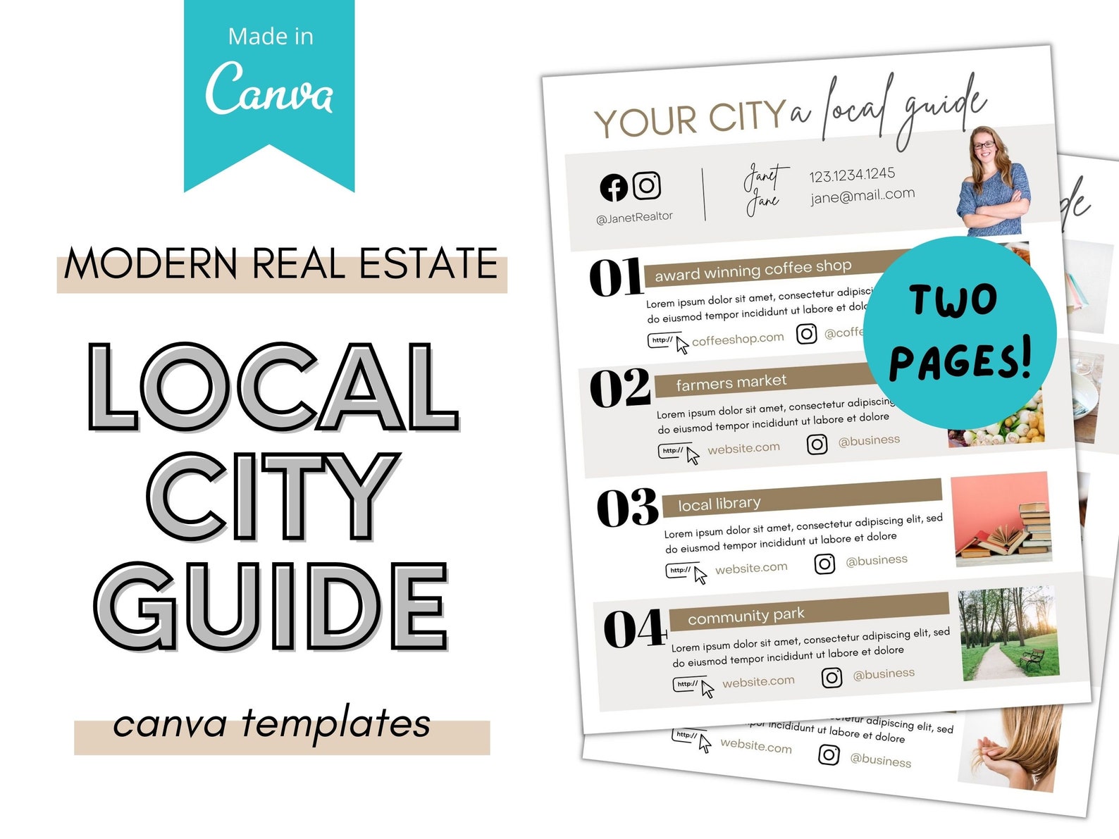 Real Estate Local Guide Template City Guide Flyer Real Etsy