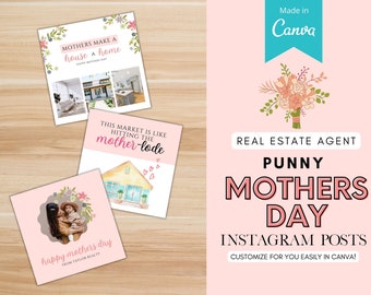 8 Mothers Day Real Estate Posts, Realtor Spring Instagram Posts, Real estate agent Spring Marketing, Real Estate Marketing, Agent