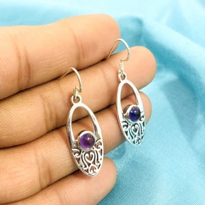 Amethyst Quartz 925 Sterling Silver Earrings: Handmade Gemstone Jewelry