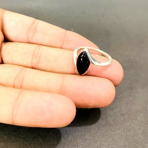 Marquise Black Onyx Ring: Handmade 925 Sterling Silver