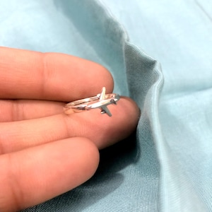 Airplane Ring - Ring with plane - Gift for stewardess - Silver Plane Ring - Travel ring - Silver 925 - Minimal Ring - Aviation Jewelry