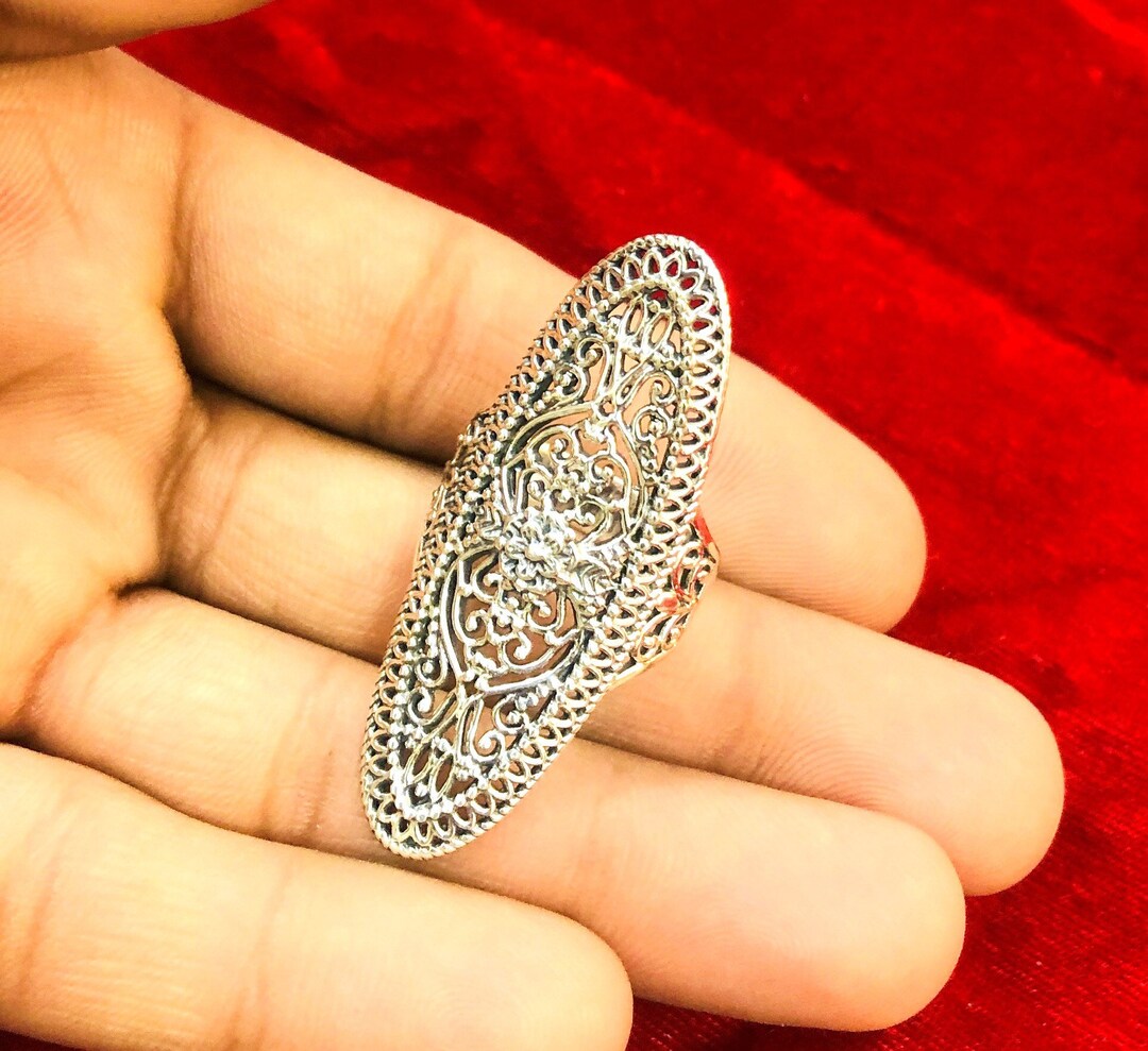 Vintage Silver Ring,mandal Rings,filigree Rings,large Size Ring,gift