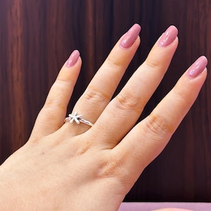 925 Sterling Silver Ring, Handmade Jewelry, Tiny Ring,  Minimalistic Silver Floral Ring
