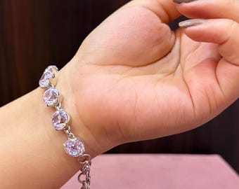 Zircon Bracelet: 925 Sterling Silver, Handmade Bracelet for Women