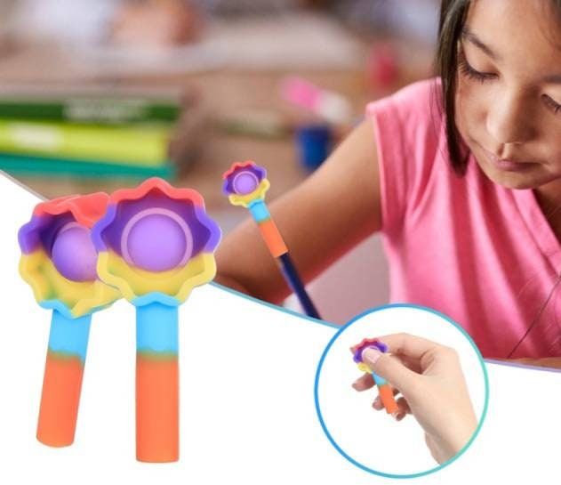 Fidget toy pen pencil cap/topper, popit, simple dimple, push bubble, …