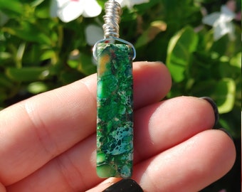 Green imperial jasper pendant