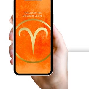 Aries Zodiac Wallpaper | Bold Orange Aries Phone Background | Astrology iPhone Screen | Fiery Aries Aesthetic Digital Download