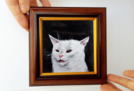 ミームキャット油絵、4x4フレームアート、ギフトに最適 - Etsy 日本