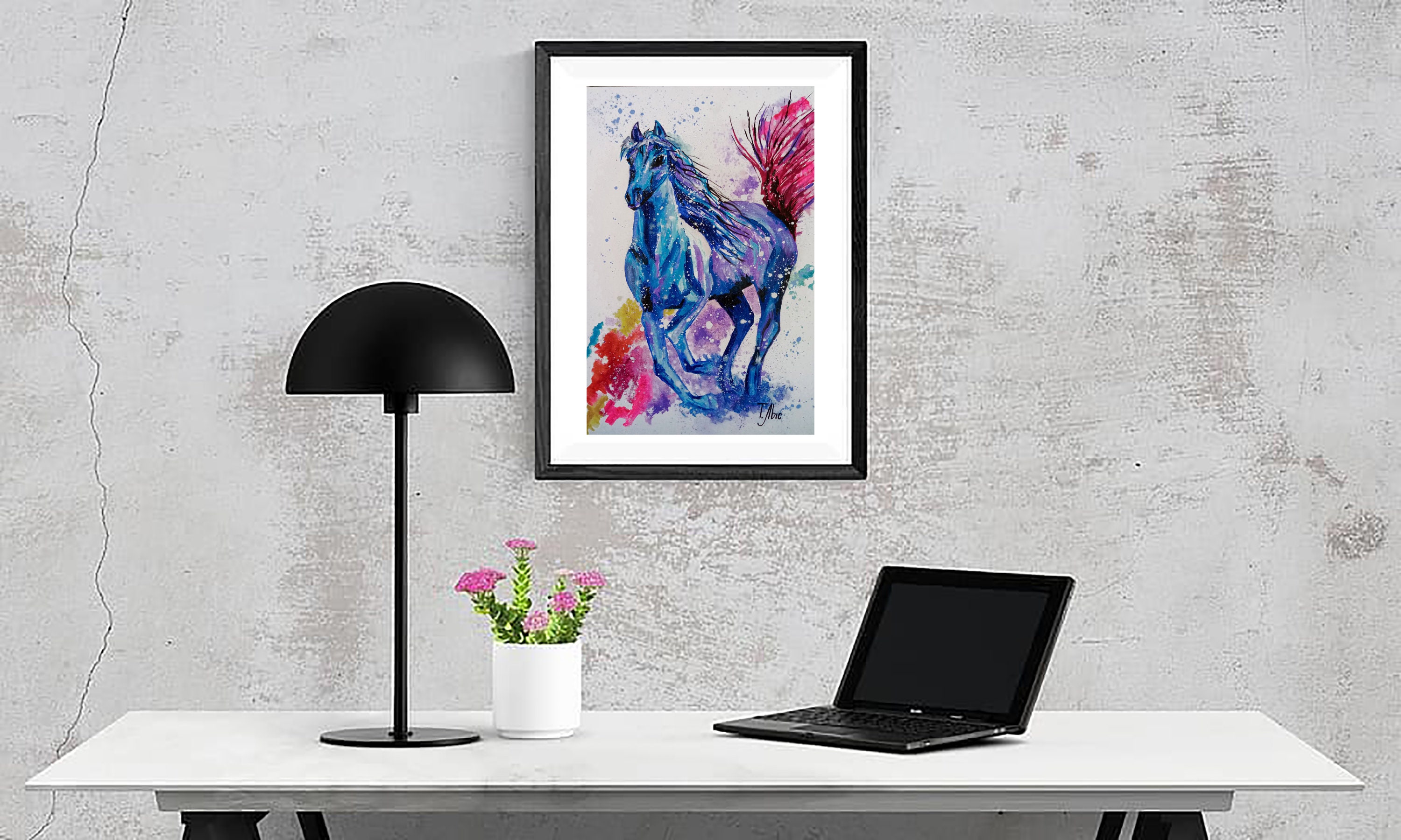 Horse Painting Oil Original Art Blue Horse Wall Decor Gift Etsy UK