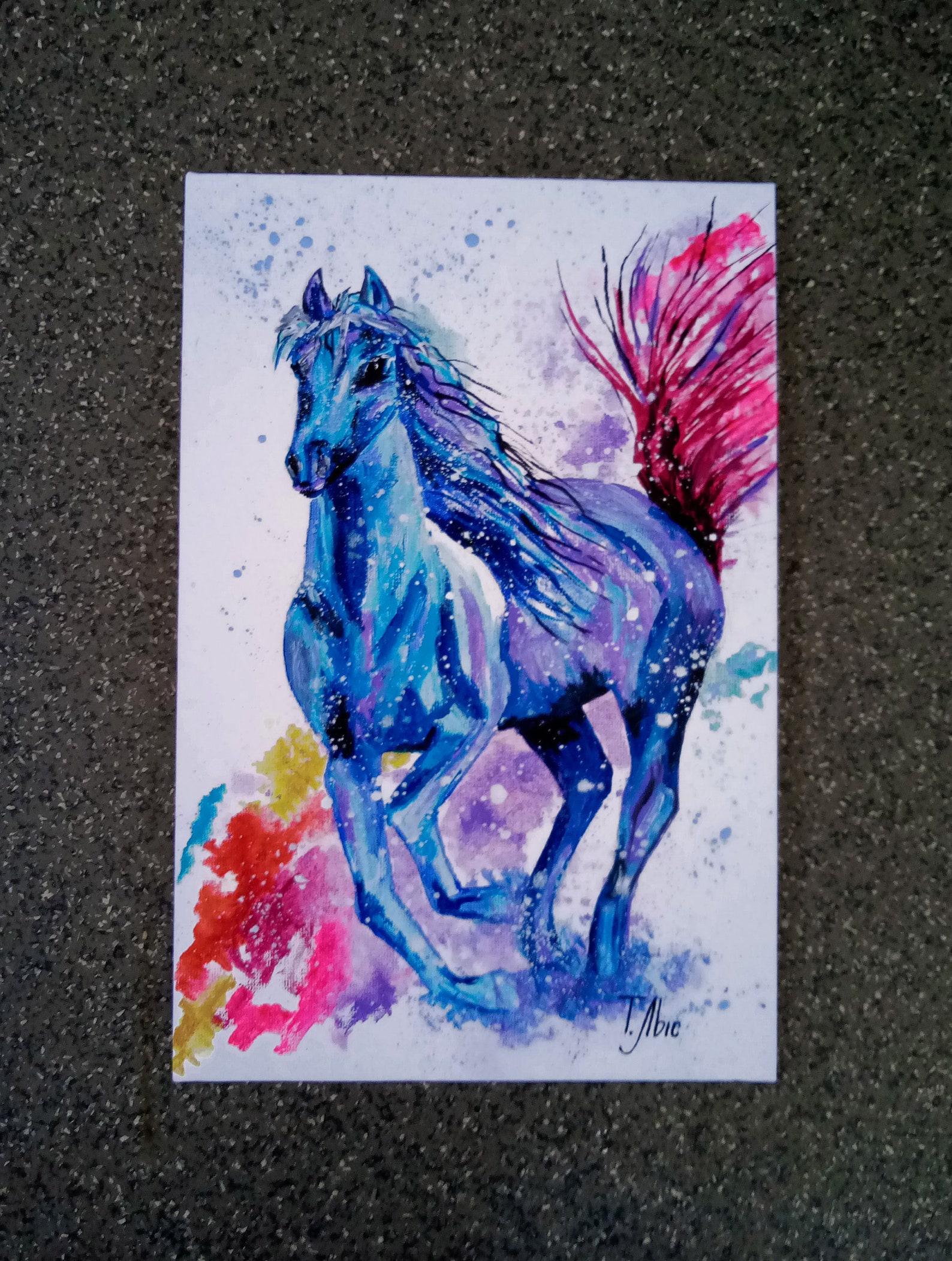 Horse Painting Oil Original Art Blue Horse Wall Decor Gift Etsy UK