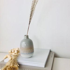 Ceramic Bud Vase Small Grey Ceramic Ombre Vase Light Grey Mojave Vase Dried Flowers Vase Boho Interiors Vase ZENHAUS INTERIORS image 5