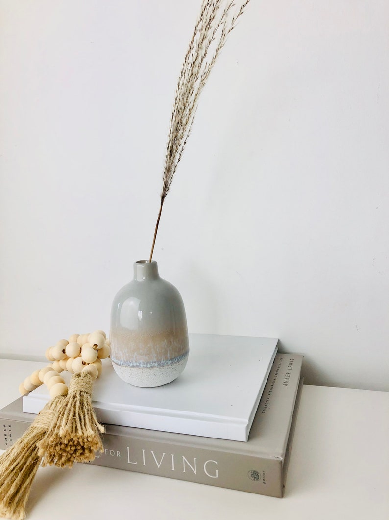 Ceramic Bud Vase Small Grey Ceramic Ombre Vase Light Grey Mojave Vase Dried Flowers Vase Boho Interiors Vase ZENHAUS INTERIORS image 5