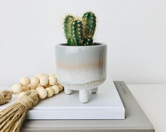 Grey Ceramic Planter | Light Grey Indoor Planter | Succulent Planter Pot | Small Windowsill Planter Pot | Home Decor | ZENHAUS INTERIORS