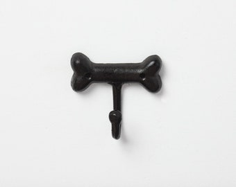 Cast Iron Dog Bone Accessories Hook | Charcoal Black Dog Bone Design Wall Hook | Dog Accessories Storage Hook | Dog Lovers Gift