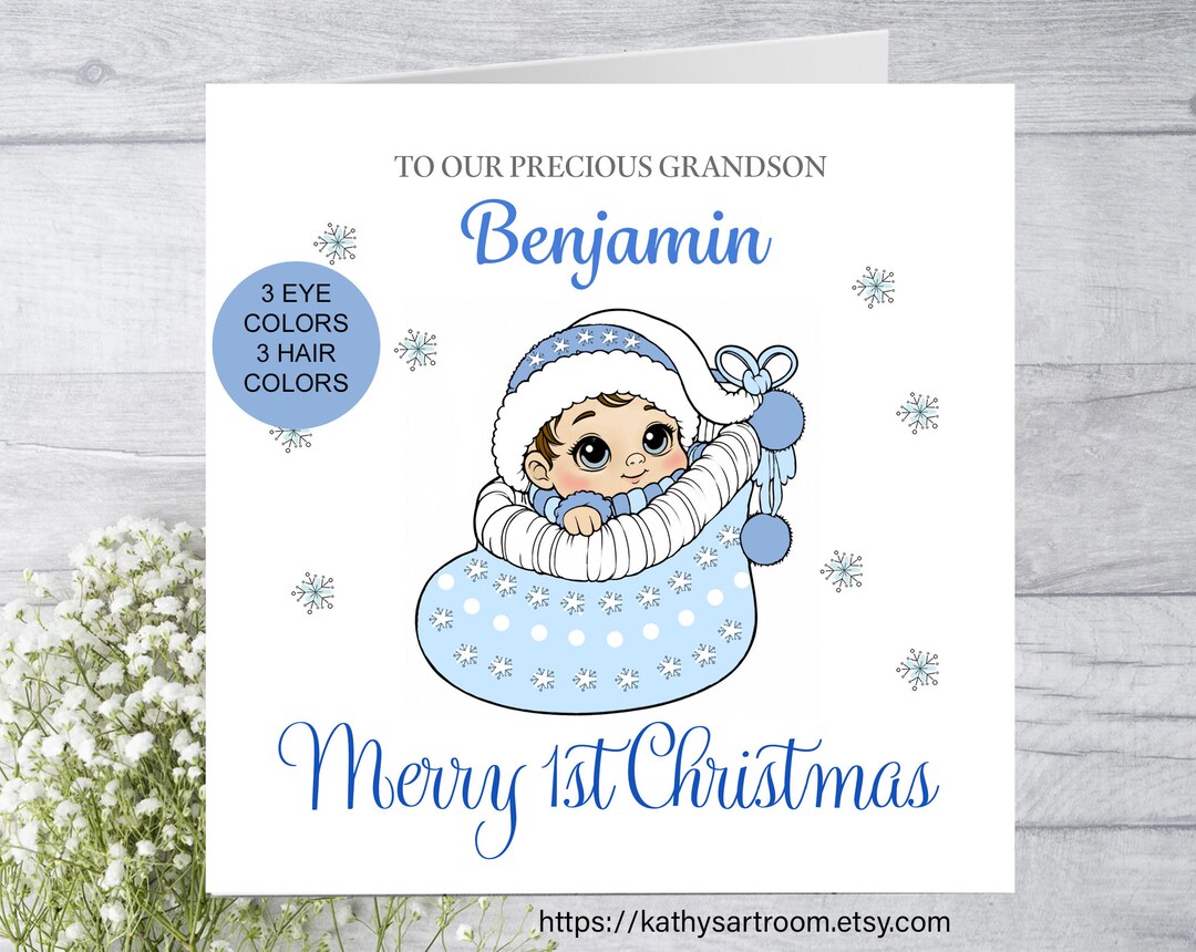 1st Christmas Card for Grandson 1st Christmas Card for - Etsy