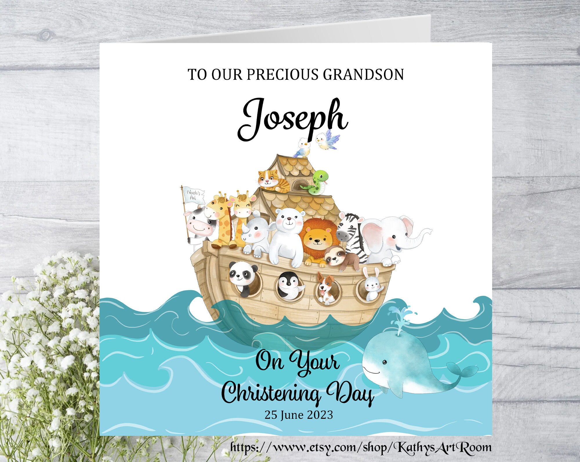 Christening Card / Noahs Ark Baptism Card /naming Day Ceremony Etsy UK