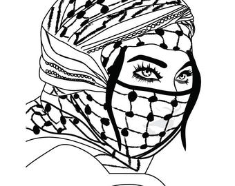 Palestinian Digital Art, Middle East art, Palestine Wall Art, Palestinian Woman