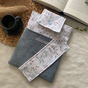 Buchhülle Cord ink Lesezeichen Bücherhülle Canvas Buchtasche gepolstert Booksleeve Kindle Hülle Geschenk Minimalist Cozy Reading Buchtasche