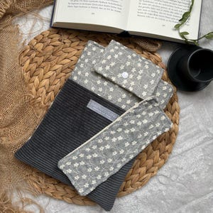 Bestickt Buchhülle Stoff Bücherhülle Leinen Stickerei Buchtasche Blumen Geschenk  bestickter beutel Büchertasche Blumenbuchhülle Stickerei