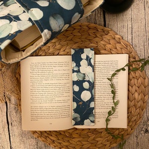 Buchhülle Stoff Bücherhülle Canvas Eukalyptus Buchtasche gepolstert Büchertasche buch accessoires Lesezeichen Book sleeves Kindle Hülle Bild 5