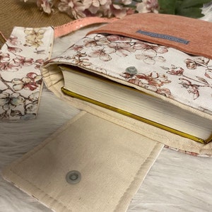 Book cover fabric book cover canvas book bag flowers gift book padded book bag Kindle cover bookmark cherry blossoms booksle image 6