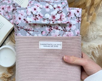 Cherry Blossom Sakura Book Cover Fabric Book Cover Canvas • Book Lover Gift Padded Book Bag Kindle Case Bookmark Booksleeves