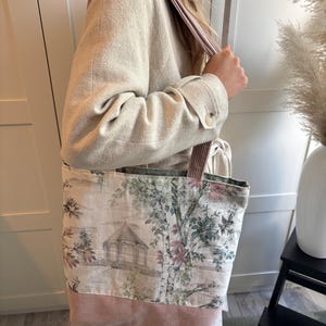 Handmade Kirschblüte Cord Stoffbeutel Shopper Shakura Totebag Einkaufstasche Stofftasche Schultertasche mit Schlüsselband Innentasche Damen