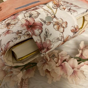 Book cover fabric book cover canvas book bag flowers gift book padded book bag Kindle cover bookmark cherry blossoms booksle image 2