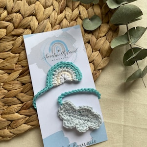 Handmade belly button band crocheted belly button ribbon wool navel band tie umbilical cord ribbon umbilical cord ribbon rainbow cloud