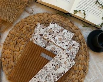 Buchhülle Cord Bücherhülle mit Canvas • Buchtasche gepolstert Büchertasche buch Merch • Book sleeves Kindle Hülle • Geschenk Set Lesezeichen