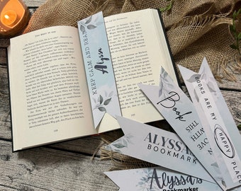 Bookmarks personalized set of 5 illustrations • book markers • gift for book fans • journaling • bookmarker paper • book lovers