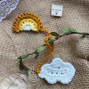 Handmade belly button band crocheted belly button band wool navel band tie umbilical cord band umbilical cord band rainbow cloud