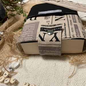 Book cover made of canvas fabric Padded book bag Newspaper look accessories Book cover including bookmark set bookmarker booksleeves image 2