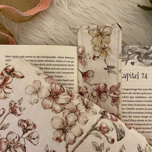 Book cover fabric book cover canvas book bag flowers gift book padded book bag Kindle cover bookmark cherry blossoms booksle image 9