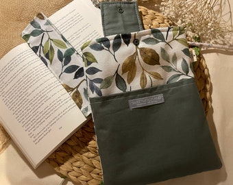 Capa de livro deixa capa de livro de tecido com lona • bolsa de livro bolsa de livro acolchoada • acessórios de livro marcadores de livros capas de Kindle
