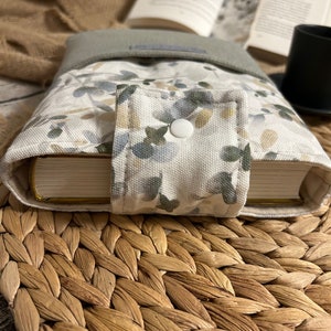 Herbst Buchhülle Stoff Bücherhülle mit Canvas Buchtasche gepolstert Büchertasche buch accessoires Lesezeichen Book sleeves Booksleeves zdjęcie 4