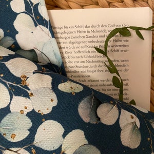 Buchhülle Stoff Bücherhülle Canvas Eukalyptus Buchtasche gepolstert Büchertasche buch accessoires Lesezeichen Book sleeves Kindle Hülle Bild 8