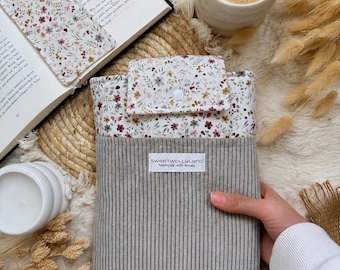Personalized Floral Book Cover, Fabric Book Cover, Canvas Book Lover Gift, Floral Book Bag, Kindle Case, Bookmark, Booksleeves