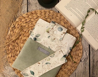 Book cover fabric book cover canvas • book bag flowers gift book padded book bag • kidle cover bookmark eucalyptus booksleev