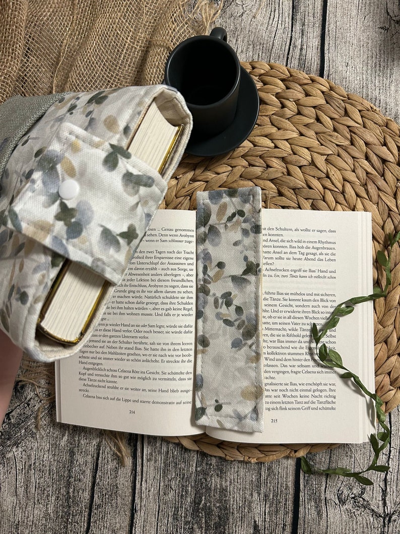 Autumn book cover fabric book cover with canvas book bag padded book bag book accessories bookmarks book sleeves booksleeves image 5