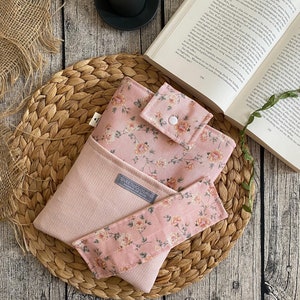 Set book cover fabric • Book cover with canvas book bag padded book bag • Cozy Reading E-Reader bookmark Book sleeves Booksleeves