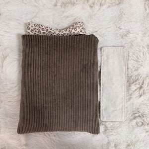 Bestseller Book Sleeve Cord Bücherhülle mit Leoparden Schleife und Lesezeichen, ästhetische Buchhülle für unterwegs