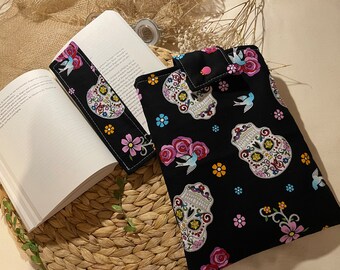 Buchhülle Stoff  Halloween Bücherhülle mit Canvas • Buchtasche gepolstert buch accessoires • Lesezeichen Bookmarker Booksleeves Autumn